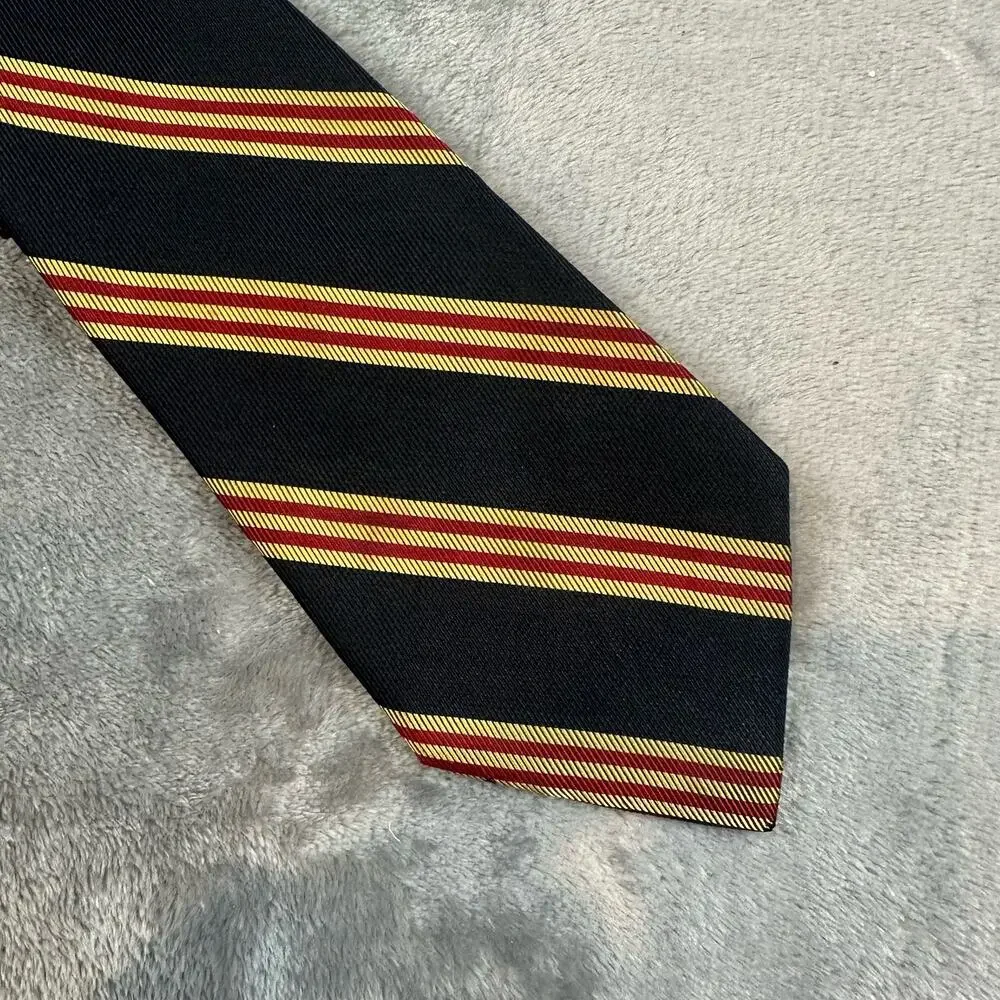 Vintage Diagonal Stripe Anderson Little Tie Black Gold Red Preppy Collegiate